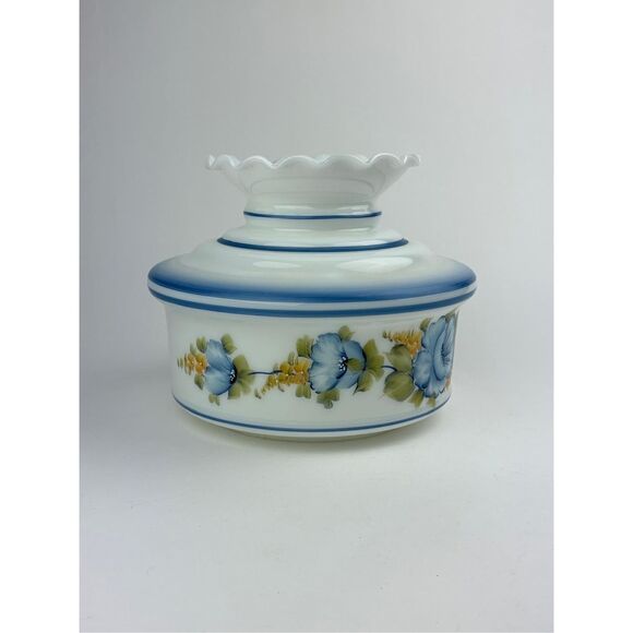 Vintage Abigail Adams Collection Blue Stripe Floral Hurricane -Lamp Shade Only - Picture 1 of 7